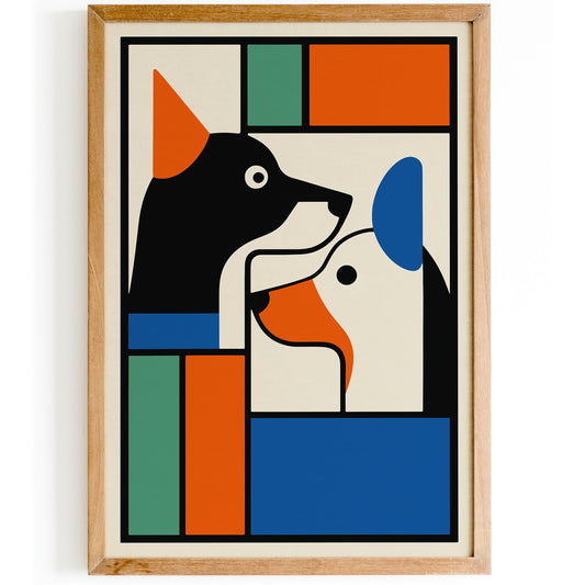 Modern Geometric Two Dogs Art Print