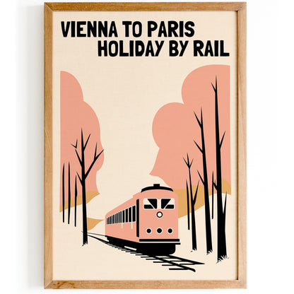 Vienna to Paris Retro Travel Poster