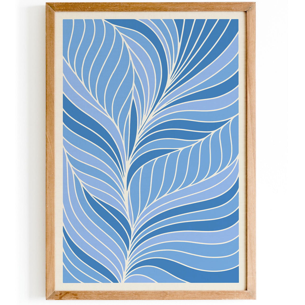 Blue Abstract Leaf Art Poster