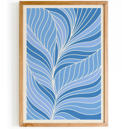Blue Abstract Leaf Art Poster