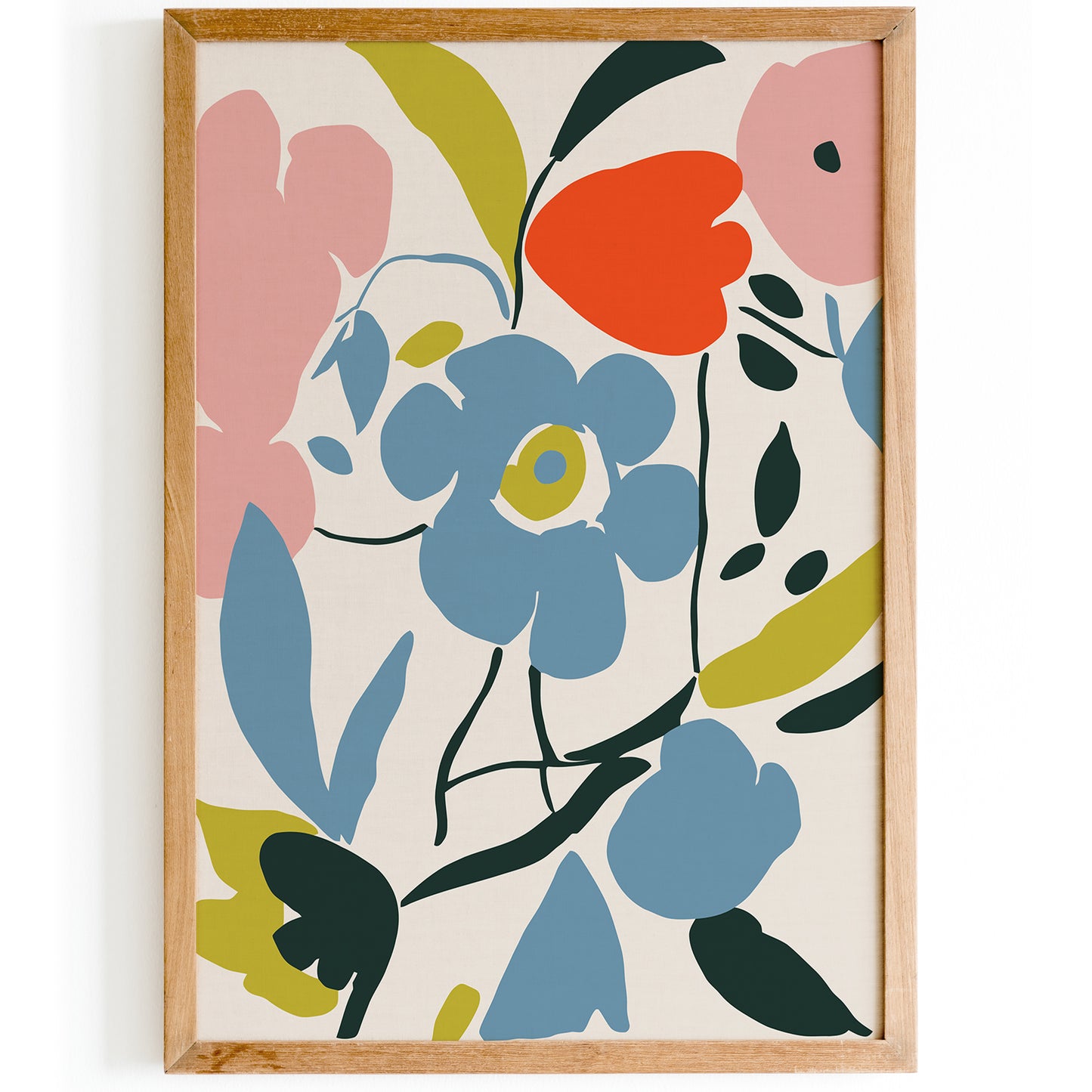 Abstract Retro Floral Poster Print