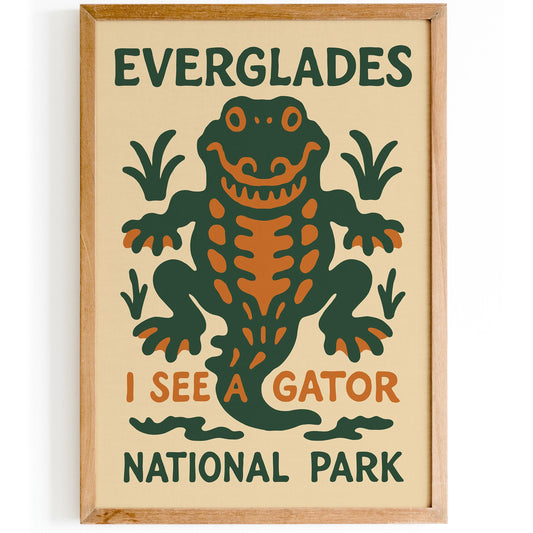 Everglades Gator Retro Poster