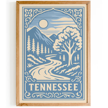 Tennessee Travel Poster - Icy Blue Landscape Print