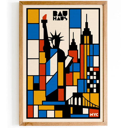Bauhaus NYC Exhibition Poster - Retro Geometric Art Print
