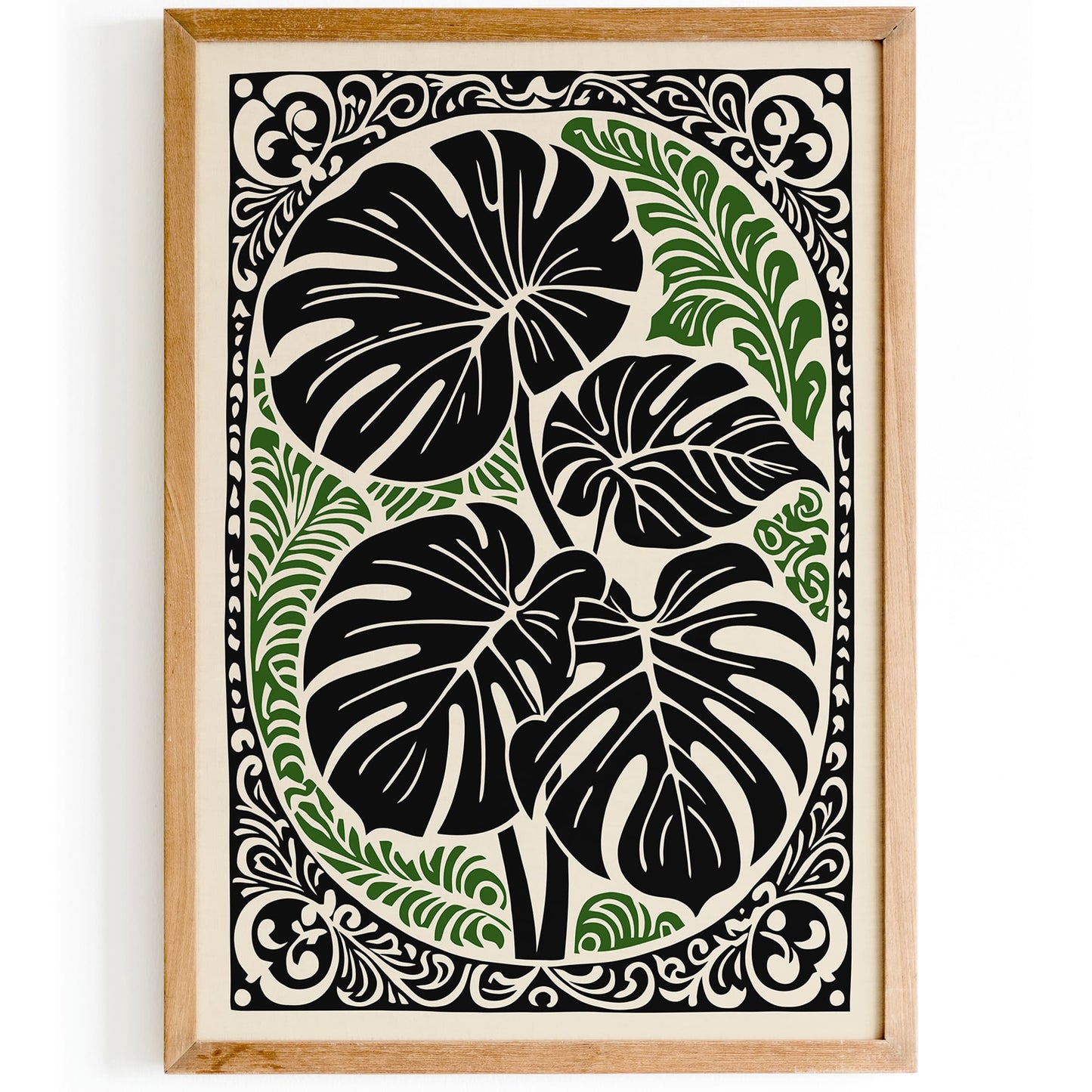 Victorian Monstera Leaves Poster