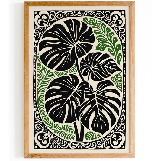 Victorian Monstera Leaves Poster