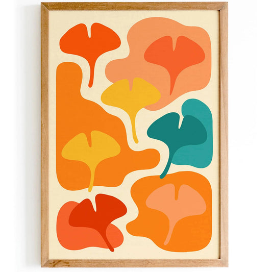 Colorful Vibrant Ginkgo Biloba Leaves Wall Art