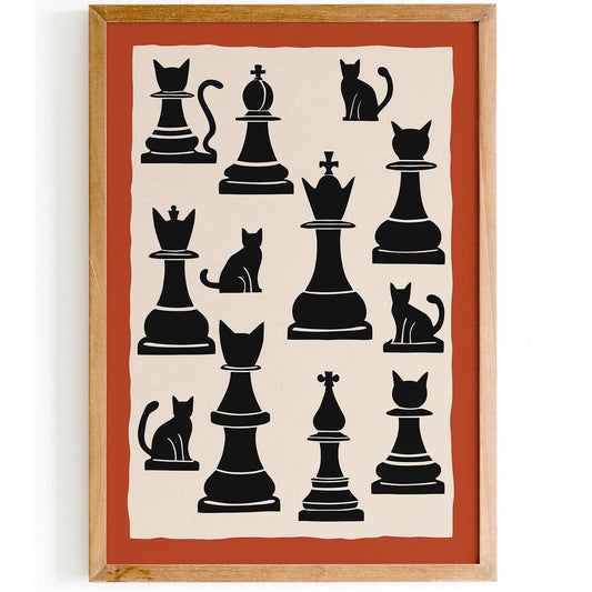 Cats Chess Abstract Poster