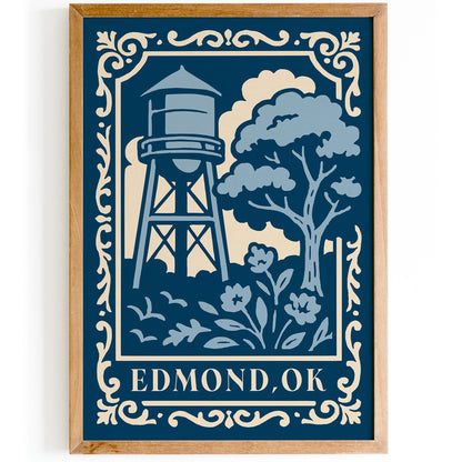 Edmond OK Travel Blue Poster