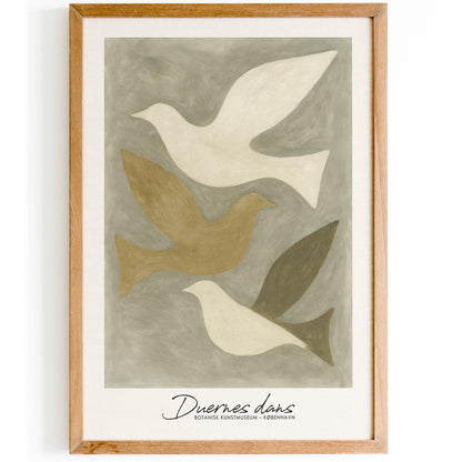 Dance of Doves Poster - Scandinavian Danish Art Print