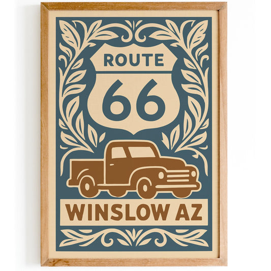 Route 66 Winslow AZ Travel Poster