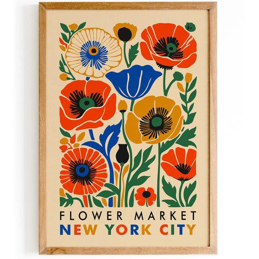 Flower Market New York City - Vintage Floral Wall Art Print