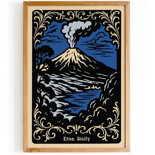 Etna Sicily Poster - Rococo Style Art Print 2025