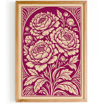 Vintage Peonies Floral Poster