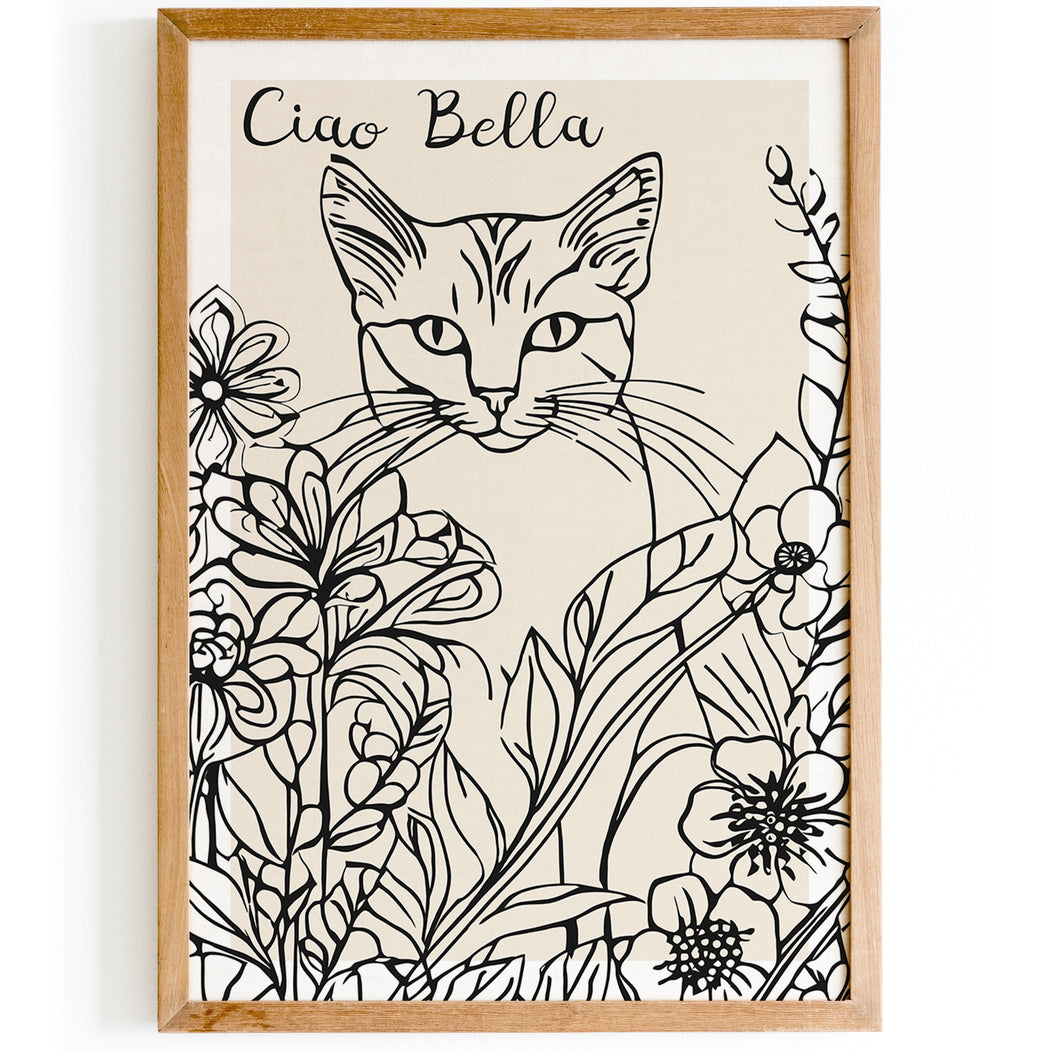 Ciao Bella Minimalist Cat Poster