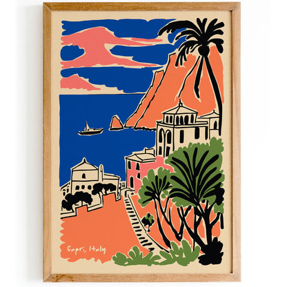 Capri Italy Colorful Landscape Poster
