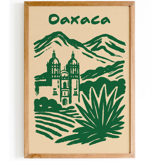 Oaxaca Mexico Poster - Green Travel Wall Art