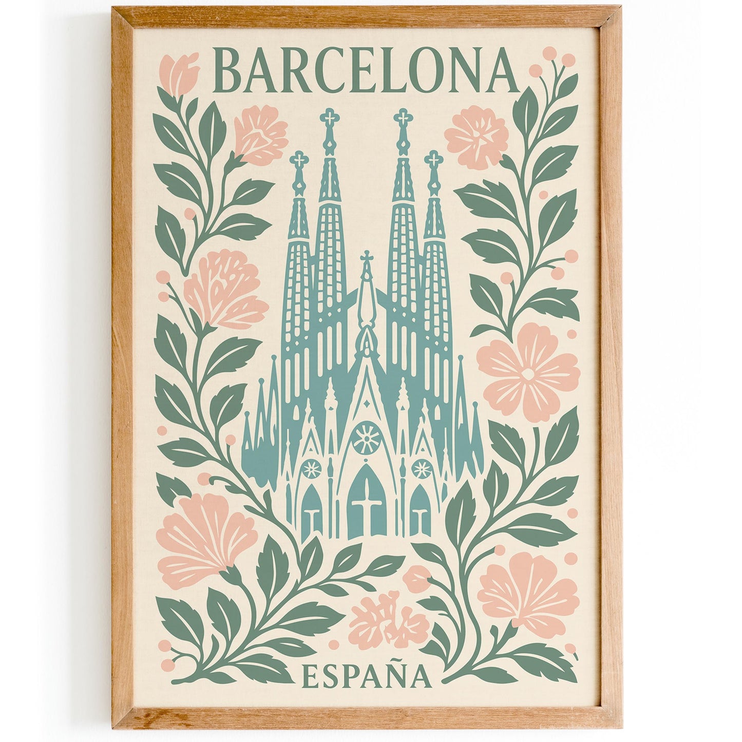 Barcelona Sagrada Familia Poster – Vintage Spain Travel Art