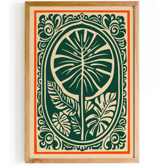 Retro Cut Outs Monstera Leaves Poster
