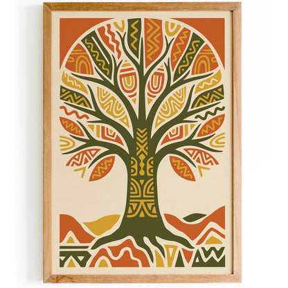 Afrohemian Tree of Life Wall Art Poster