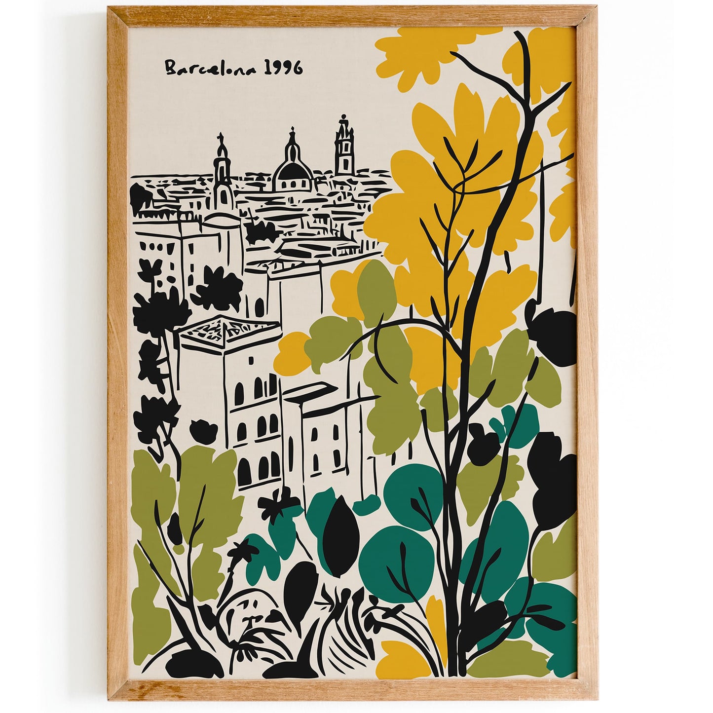 Barcelona Cityscape Poster - Vintage Travel Wall Art Print