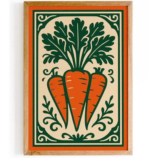 Carrots Vegetable Poster, Farmhouse Kitchen Wall Art