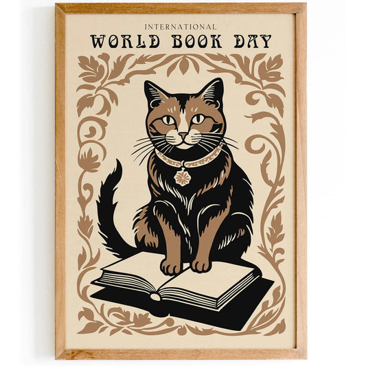 International World Book Day Cat Wall Art Print