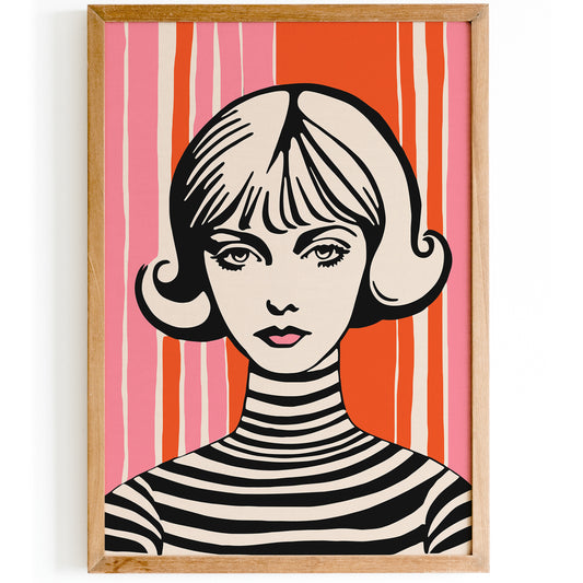 Cute Girl Portrait Retro Print