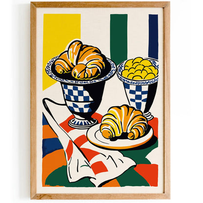 Mid-Century Croissants Kitchen Art Print