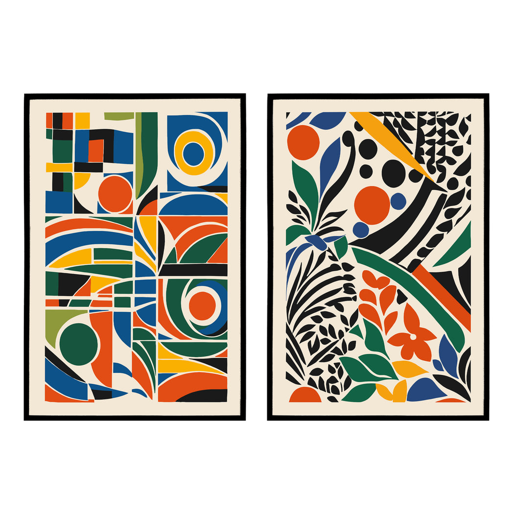 Set of 2 Colorful Abstract Poster