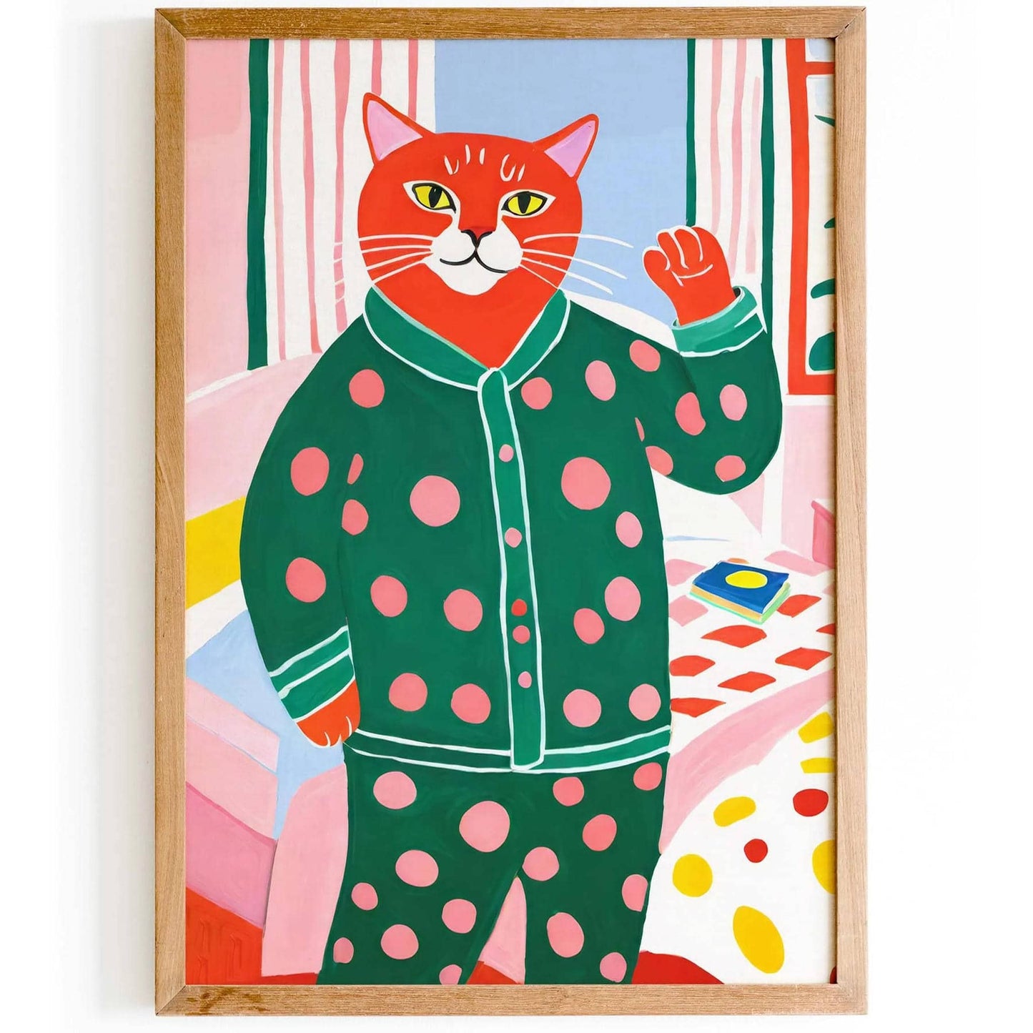 Pajama Cat Bedroom Wall Art