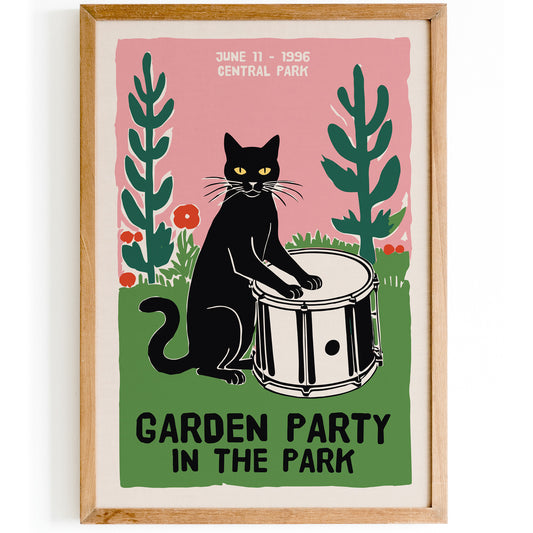 Garden Party Floral Cat 1996 Poster