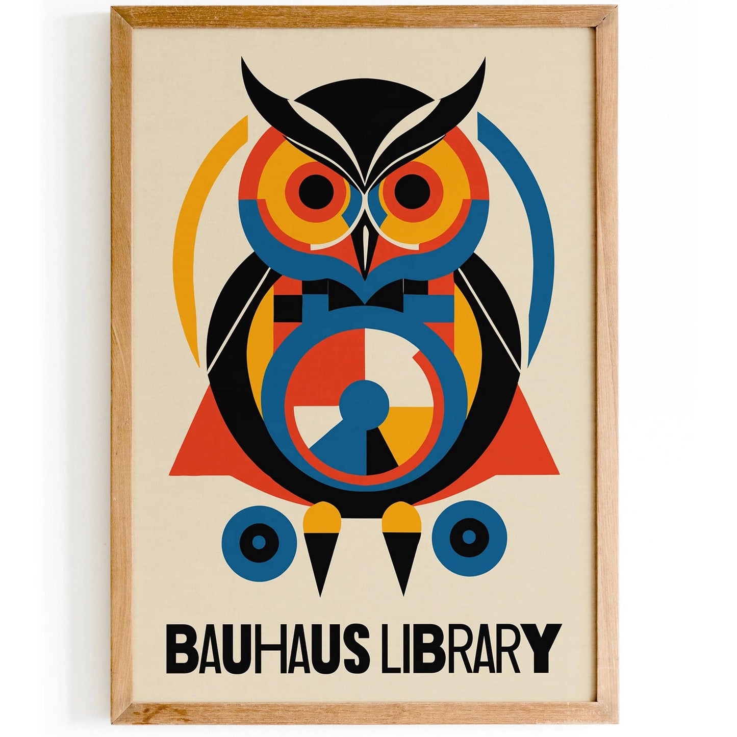 Bauhaus Library Geometric Owl Poster Print