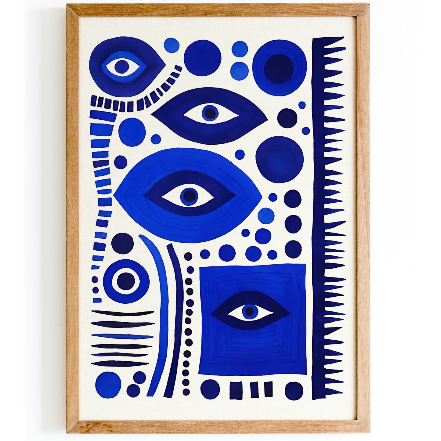 Mid Century Modern Eyes Art Print in Blue