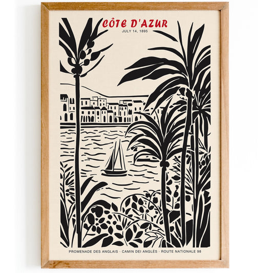 Cote d Azur Vintage Travel Poster