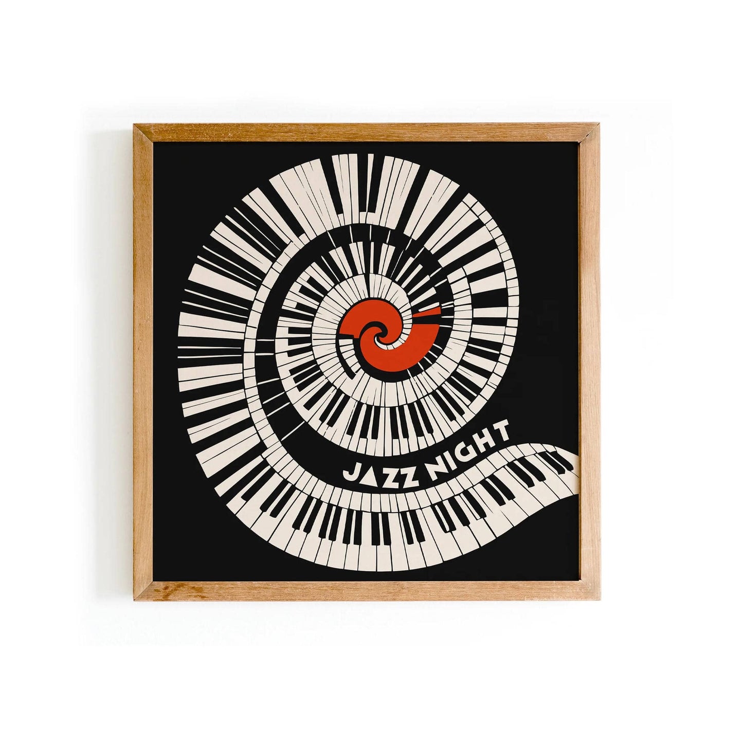 Abstract Jazz Piano Poster – Black Swirl Square Art