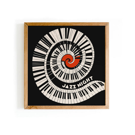 Abstract Jazz Piano Poster – Black Swirl Square Art