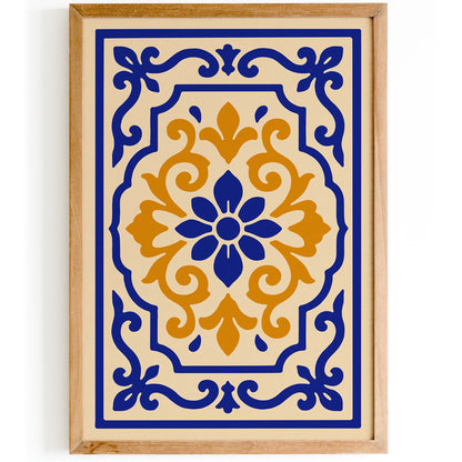 Rococo Style Ornamental Floral Blue Art Print
