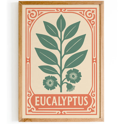 Eucalyptus Flower Art Print in Pastel Tones Poster