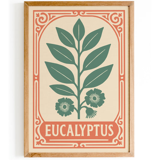 Eucalyptus Flower Art Print in Pastel Tones Poster