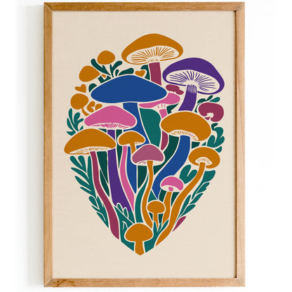 Colorful Mushrooms Autumn Home Decor Print