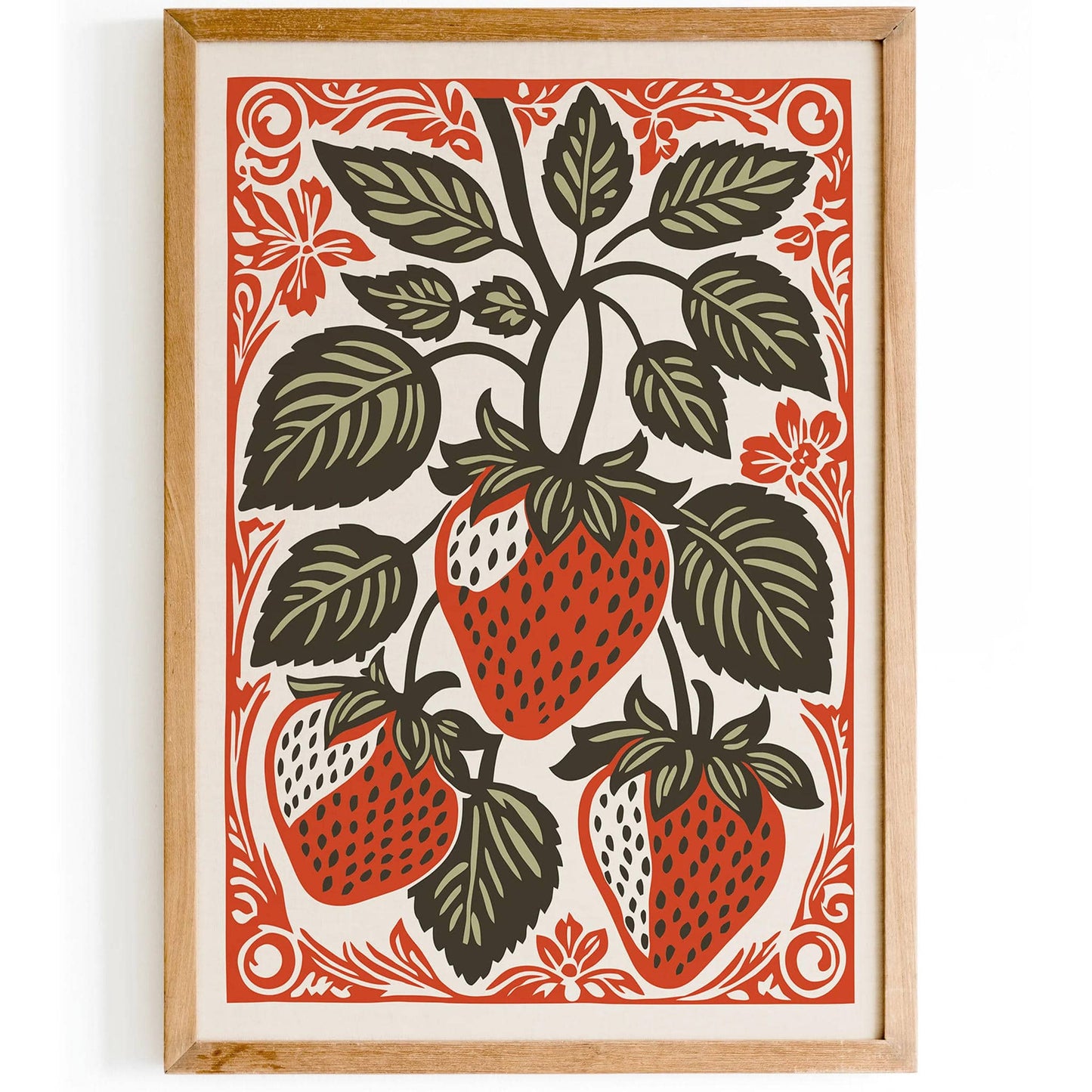Rustic Strawberries Vintage Kitchen Art Print