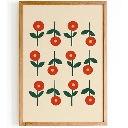 Minimalist Mid Century Flowers Print