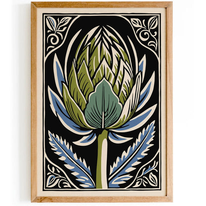 Vintage Linocut Artichoke Print – Kitchen Wall Art