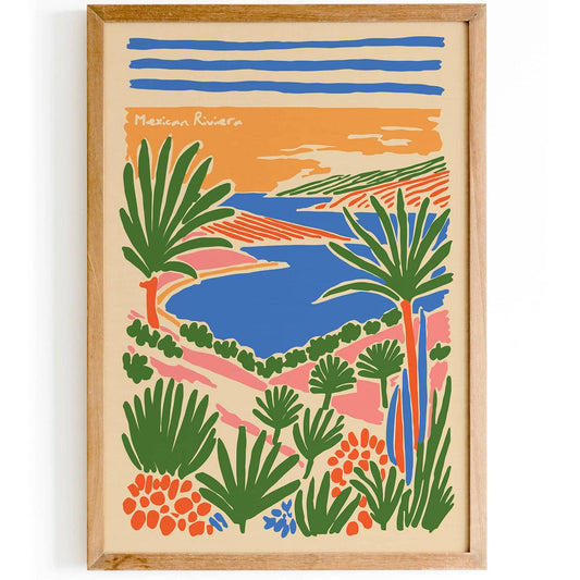 Mexican Riviera Tropical Landscape Poster