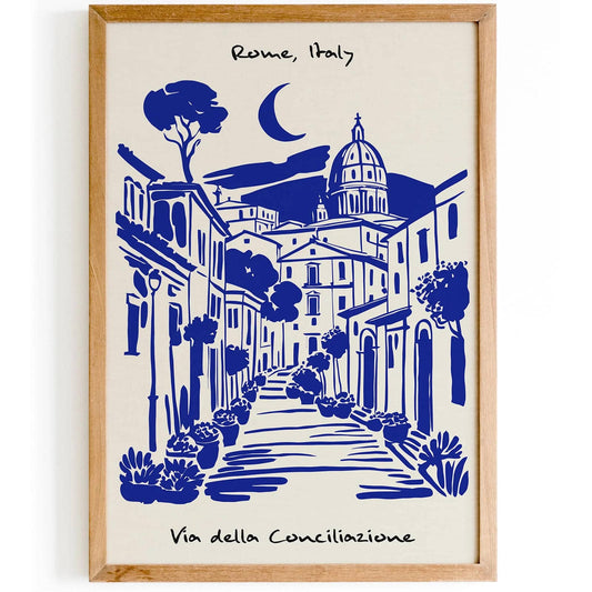 Rome Italy Blue Cityscape Poster