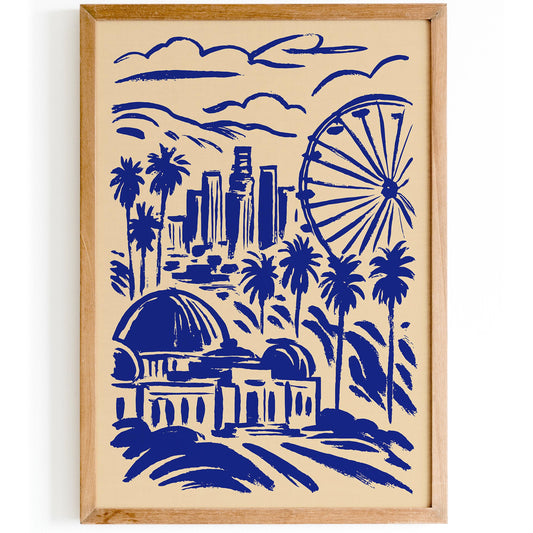 Los Angeles Poster – Blue Cityscape Wall Art
