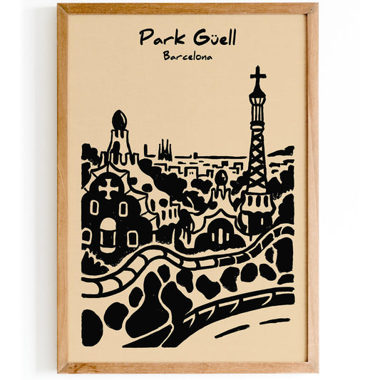 Park Guel Barcelona Travel Poster