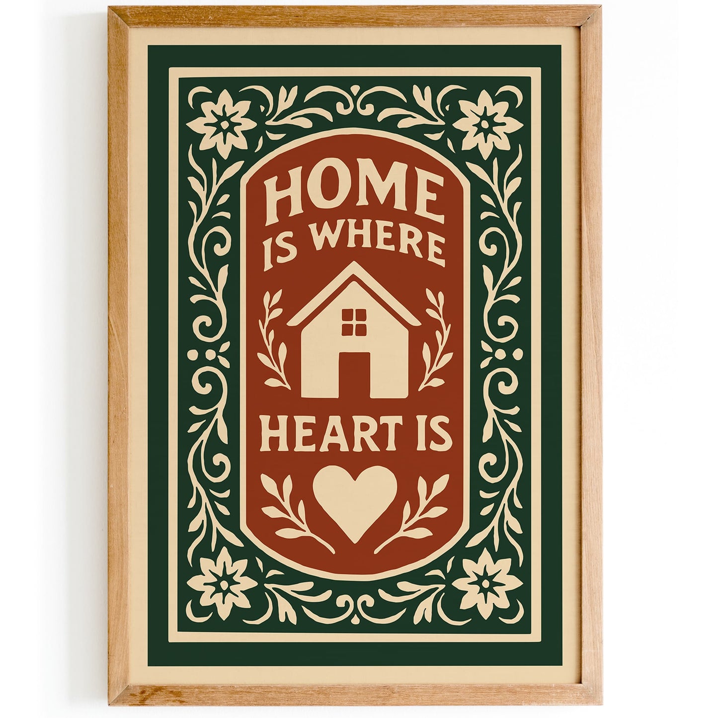 Home is Where Heart Is Poster - Cozy Wall Art Decor in Rococo Style