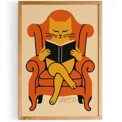 Reading Cat Wall Art